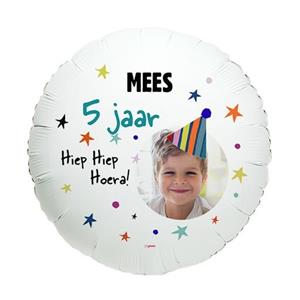 Ballon - Hiep hiep hoera - met eigen tekst, leeftijd, naam en foto