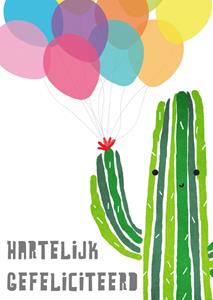Greetz  Verjaardagskaart - cactus - ballon