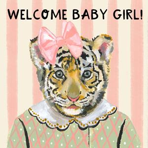 Drunk Girl Designs  Geboortekaart - Tijger - Baby Girl