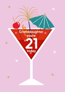 Greetz  Verjaardagskaart - Cocktail 21 jaar