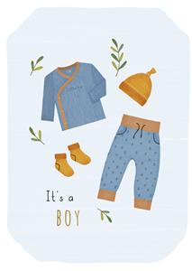 Paperclip  Geboortekaart - Jongen - Illustratie