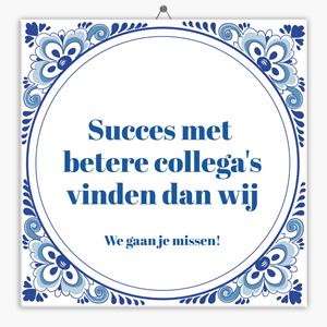 Tegeltje.nl Spreuk tegeltje succes met betere collega's vinden dan wij