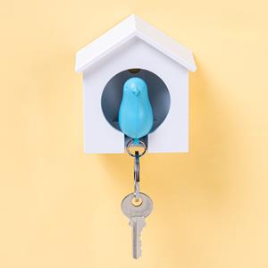 Qualy Sparrow Keyring - Wit Huisje En Blauwe Vogel