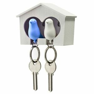 Qualy Sparrow Keyring The Couple - Witte En Blauwe Vogel