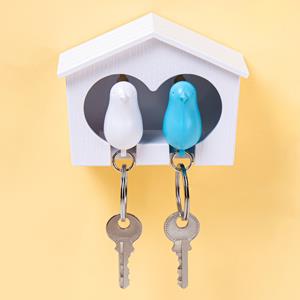 Qualy Sparrow Keyring The Couple - Witte En Blauwe Vogel