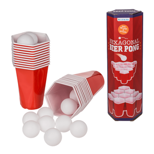 Out of the Blue Hexagonal Beer Pong - Set van 22 zeshoekige red cups en 15 tafeltennisballen - 450ml