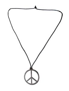 Leuke halsketting hippie peace in de kleur zilver