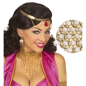Carnavals-sieraden: Nekband pareltjes goud