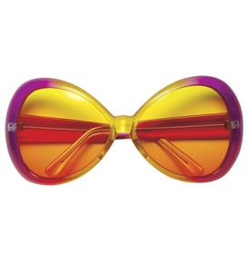 Grote hippie bril sugarbabe geel/roze