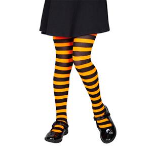 Leuke panty kind zwart oranje gestreept