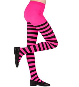 Panty roze zwart gestreept voor kinderen
