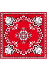 Mooie rode bandana met bloemen motief 63X63cm