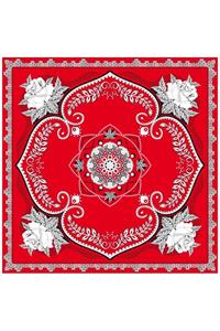 Mooie rode bandana met bloemen motief 63X63cm