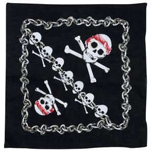 Zwarte piraten hoofddoek met schedels