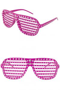 Leuke roze bril met strass stenen