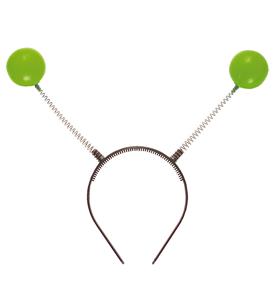 Carnavalsartikelen: Hoofdband met groene antenne