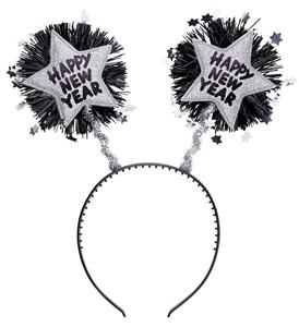 Feestartikelen: Zilveren hoofdband happy new year