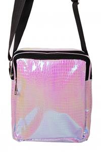 Handtasje slangeleer print paars