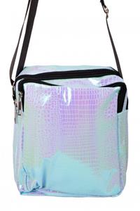 Handtasje slangeleer print turquois