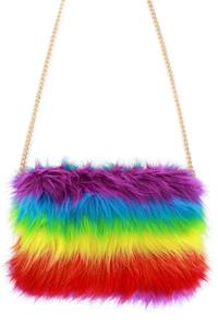 Tas regenboog print in pluche