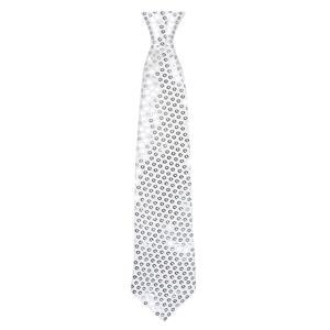 Leuke zilveren glitter stropdas met pailletten