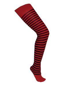 Mooie rood zwart gestreepte panty volwassenen