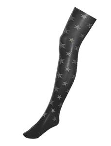 Mooie zwarte panty met zilveren glitter sterren
