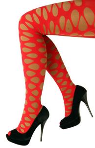 Panty grote gaten rood one size