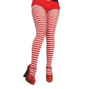 Mooie gestreepte panty in de kleuren rood wit