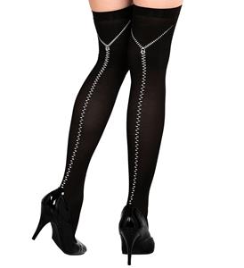 Kousen met nep ritssluiting voor sexy kleding