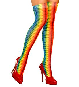 Mooie hoge kousen in de regenboog kleuren
