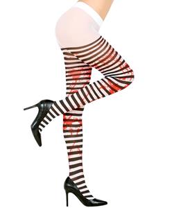 Zwart wit gestreepte panty met bloed