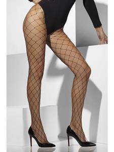 smiffys Rauten-Netzstrumpfhose Netzstrumpfhose One Size Strumpfhose, Schwarz