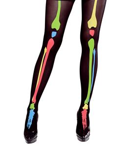 Neon skeletpanty met geraamte