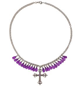 Mooie paarse ketting met kruis