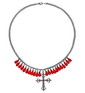 Mooie rode gotich ketting met kruis