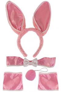 Mooi konijnensetje wit/roze 3-delig