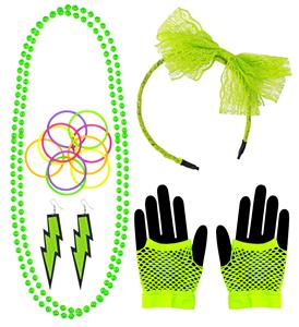 Verkleedset disco jaren 80 neon groen