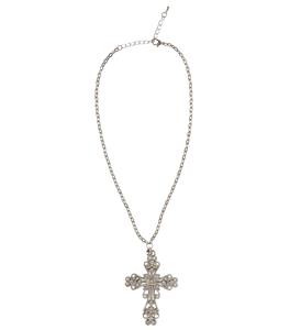 Zilverkleurige ketting met kruis voor carnaval