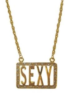 Feestaccessoires: Gouden ketting met de tekst Sexy