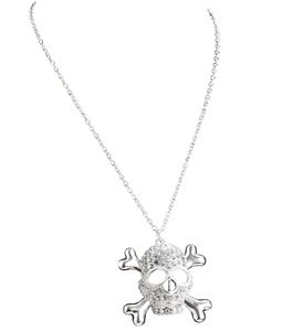 Carnavalsaccessoires: Halsketting met doodskop en glitter steentjes