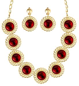 Middeleeuwse koningin sieraden set rood