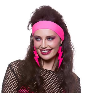 Mooie neon roze disco oorbellen 80-jaren