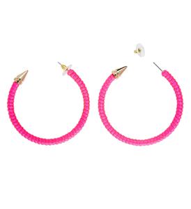 Neon roze oorbellen voor carnaval en party