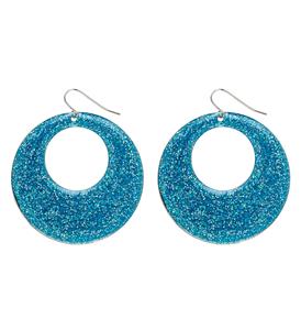 Azur blauwe glitter oorbellen