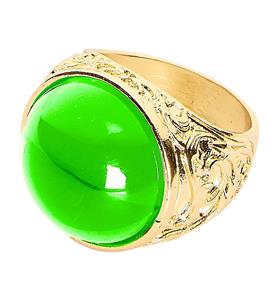 Nep gouden ring met groene steen