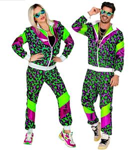 Retro trainingspak neon panterprint jaren 80