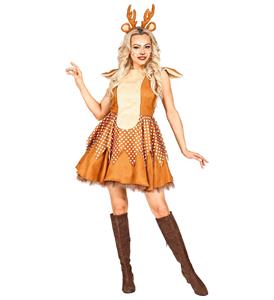 Mooi bruin rendier jurk met passende petticoat