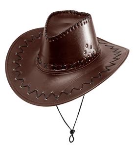 cowboyhoed lederlook met decoratie bruin