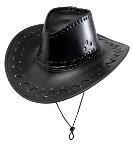 cowboyhoed lederlook met decoratie zwart